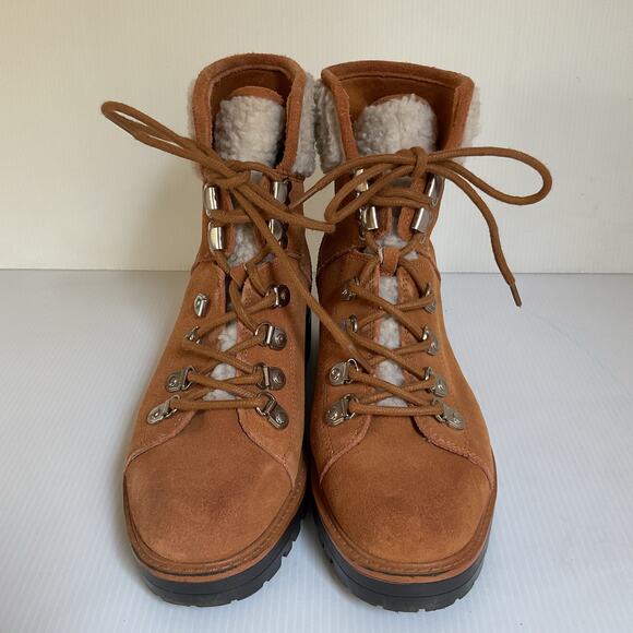 Marc Fisher Suede Shearling Hiking Boots • Lace-Up • Winter Booties • Women’s 6 - Picture 2 of 6